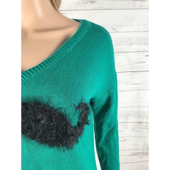 Copper Key Mustache Sweater Small Dark Teal Green 100% Cotton Funny Design - Picture 4 of 12